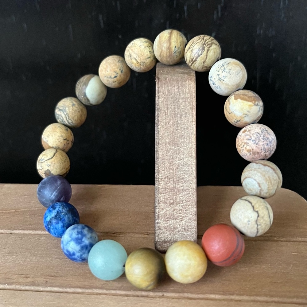 7 Stone Chakra Crystal, Natural Stone 10mm Beaded Stretch Bracelet